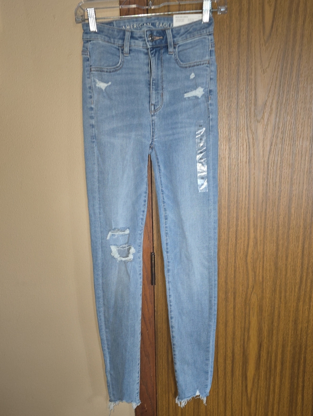 American Eagle Outfitters Light Blue Distressed High-Rise Skinny Jeans